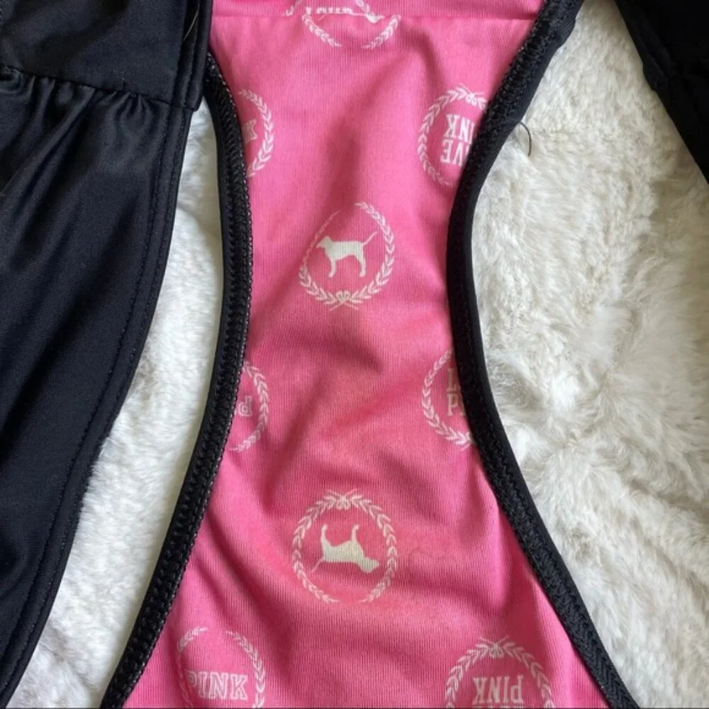Victoria's Secret PINK | Knockout Ruche Black Bikini Bottoms | Size Medium